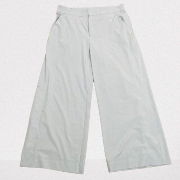 ATHLETA Tribeca Side Snap Wide Leg Crop Pants in Silver Gray Size 10 - Picture 4 of 11